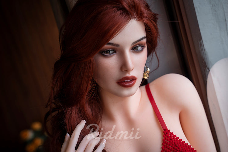 RIDMII Gracy Unique Design 166cm Silicone Head  TPE Body Red Hair Small Breasts Adult Sex Doll