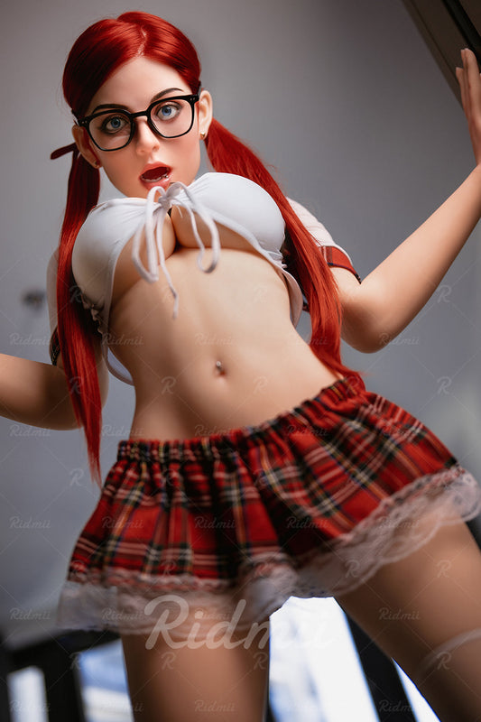 EU In Stock RIDMII Unique Design Janice 5'3 FT (160cm) Real Oral Sex Silicone Head TPE Body Sex Doll With Redhead