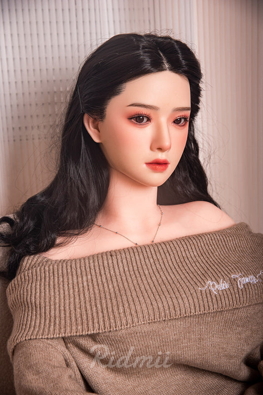 RIDMII Muncey 163cm Unique Design Asian Sex Doll Silicone Head TPE Body Long Black Hair Love Doll