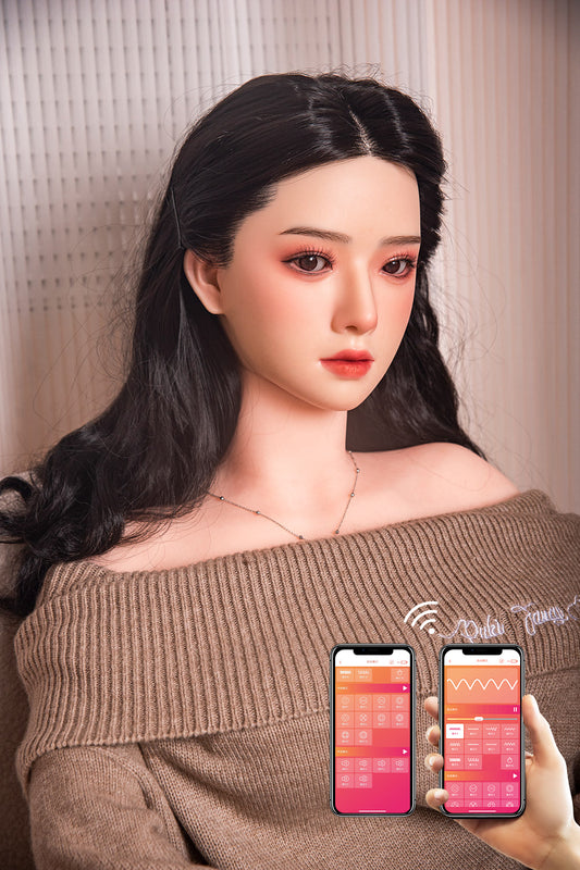 APP-Control RIDMII Muncey Unique Design 5'3 FT(163cm) Asian Sex Doll Silicone Head TPE Body Long Black Hair Love Doll
