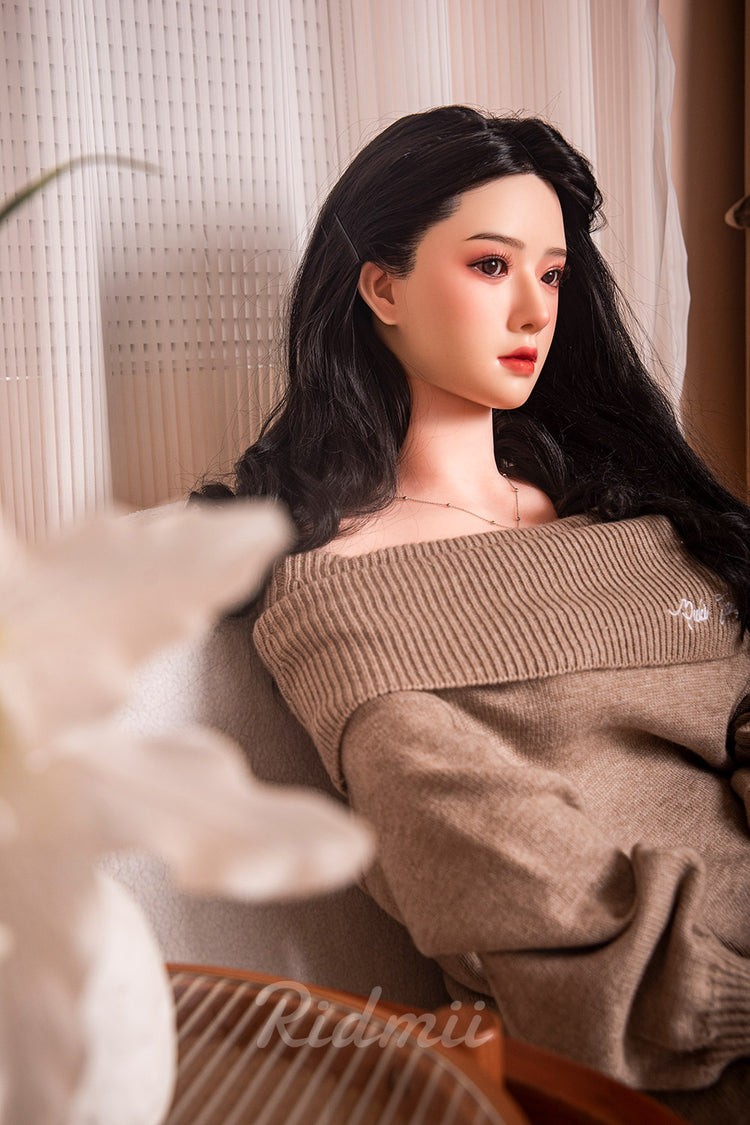 RIDMII Muncey Unique Design 163cm Asian Sex Doll Silicone Head TPE Body Long Black Hair Love Doll