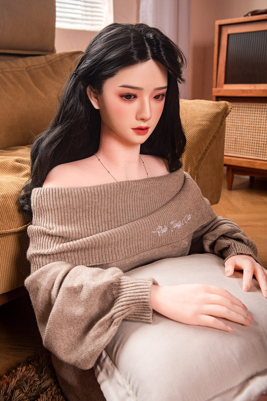 RIDMII Muncey Unique Design 5'3 FT(163cm) Asian Sex Doll Silicone Head TPE Body Long Black Hair Love Doll